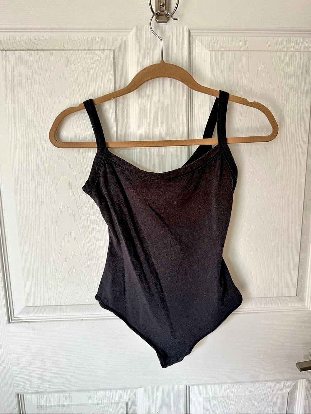 SKIMS Cotton Rib Bodysuit Black One-Piece Swimsuit